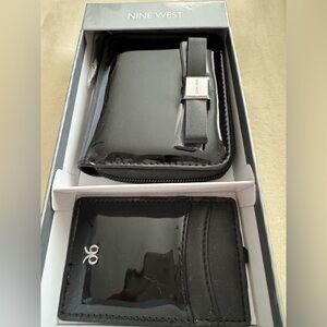 NINE WEST Wallet & Card Holder Black Patent Boxed Gift Set